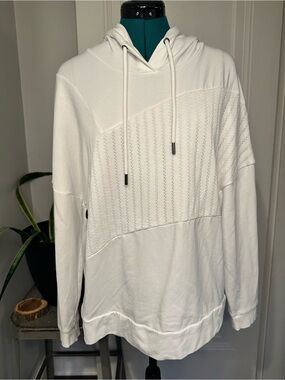 CAbi White Hooded Knit Pullover